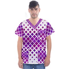 Pattern Square Purple Horizontal Men s V-neck Scrub Top
