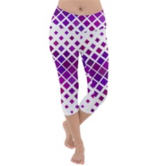 Pattern Square Purple Horizontal Lightweight Velour Capri Yoga Leggings by HermanTelo