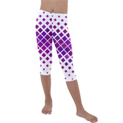 Pattern Square Purple Horizontal Kids  Lightweight Velour Capri Leggings 