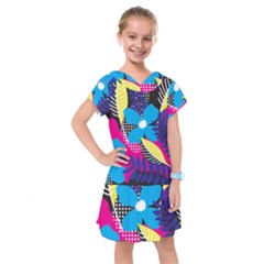 Pattern Leaf Polka Leaves Kids  Drop Waist Dress by HermanTelo