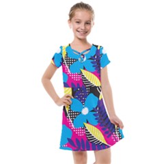 Pattern Leaf Polka Leaves Kids  Cross Web Dress by HermanTelo