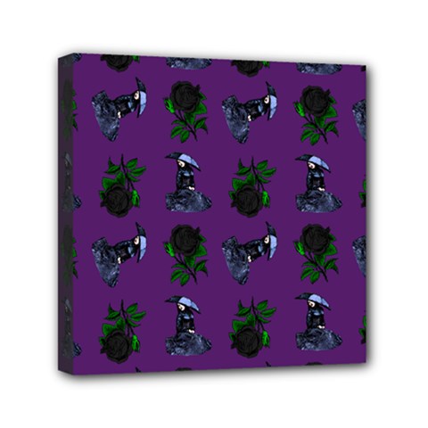 Gothic Girl Rose Purple Pattern Mini Canvas 6  X 6  (stretched)