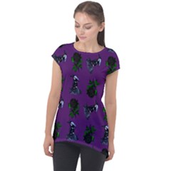 Gothic Girl Rose Purple Pattern Cap Sleeve High Low Top by snowwhitegirl