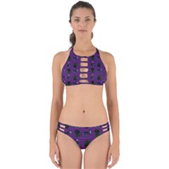 Gothic Girl Rose Purple Pattern Perfectly Cut Out Bikini Set by snowwhitegirl