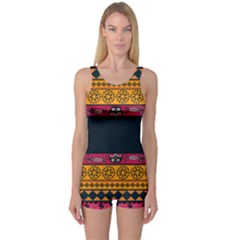 Pattern Ornaments Africa Safari One Piece Boyleg Swimsuit