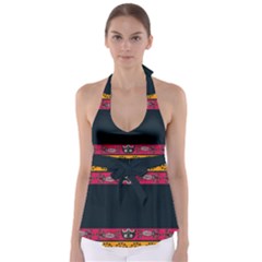 Pattern Ornaments Africa Safari Babydoll Tankini Top