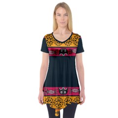 Pattern Ornaments Africa Safari Short Sleeve Tunic  by HermanTelo