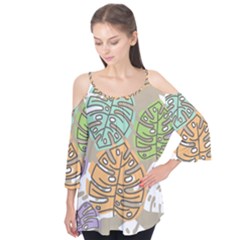 Pattern Leaves Banana Rainbow Flutter Tees