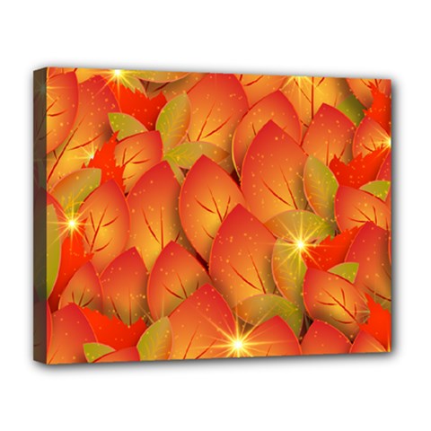 Pattern Texture Leaf Canvas 14  X 11  (stretched) by HermanTelo