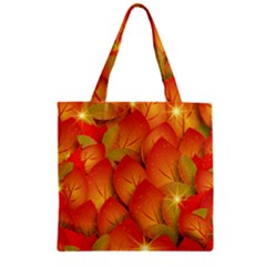 Pattern Texture Leaf Zipper Grocery Tote Bag by HermanTelo
