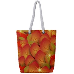 Pattern Texture Leaf Full Print Rope Handle Tote (small) by HermanTelo