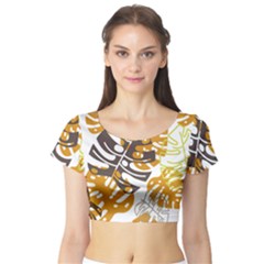 Pattern Leaves Short Sleeve Crop Top