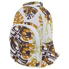 Pattern Leaves Rounded Multi Pocket Backpack