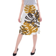 Pattern Leaves Midi Beach Skirt