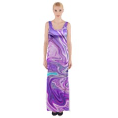 Pattern Texture Art Rainbow Maxi Thigh Split Dress