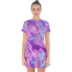 Pattern Texture Art Rainbow Drop Hem Mini Chiffon Dress by HermanTelo