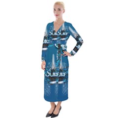 Sport, Surfboard With Water Drops Velvet Maxi Wrap Dress by FantasyWorld7