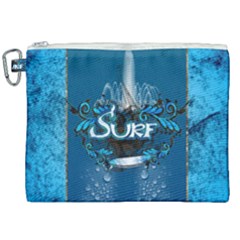 Sport, Surfboard With Water Drops Canvas Cosmetic Bag (xxl) by FantasyWorld7