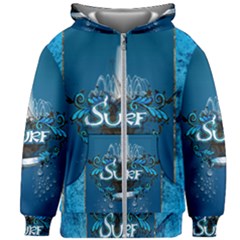 Sport, Surfboard With Water Drops Kids  Zipper Hoodie Without Drawstring by FantasyWorld7