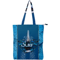 Sport, Surfboard With Water Drops Double Zip Up Tote Bag by FantasyWorld7