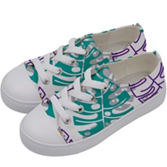 Pattern Leaves Rainbow Kids  Low Top Canvas Sneakers