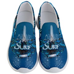 Sport, Surfboard With Water Drops Men s Lightweight Slip Ons