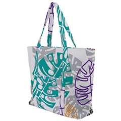 Pattern Leaves Rainbow Zip Up Canvas Bag