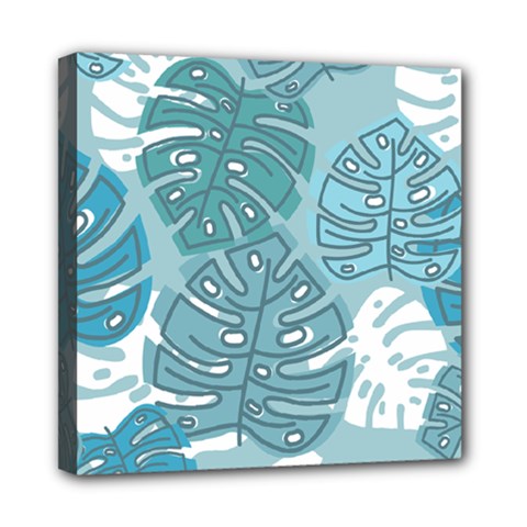 Pattern Leaves Banana Mini Canvas 8  X 8  (stretched) by HermanTelo