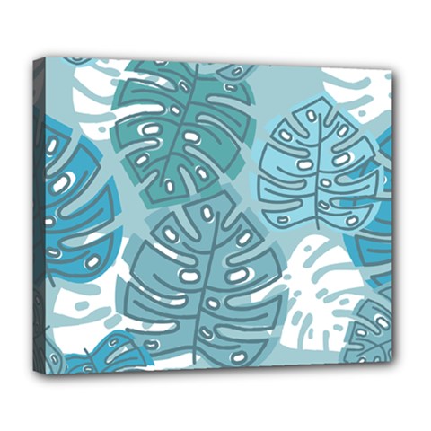 Pattern Leaves Banana Deluxe Canvas 24  X 20  (stretched) by HermanTelo