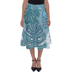 Pattern Leaves Banana Perfect Length Midi Skirt