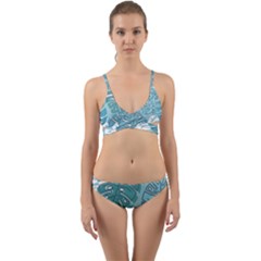 Pattern Leaves Banana Wrap Around Bikini Set by HermanTelo