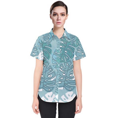 Pattern Leaves Banana Women s Short Sleeve Shirt by HermanTelo