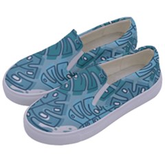 Pattern Leaves Banana Kids  Canvas Slip Ons by HermanTelo