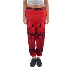 Awesome Creepy Skull With Crowm In Red Colors Women s Jogger Sweatpants by FantasyWorld7
