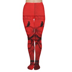Awesome Creepy Skull With Crowm In Red Colors Tights by FantasyWorld7