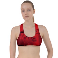 Awesome Creepy Skull With Crowm In Red Colors Criss Cross Racerback Sports Bra by FantasyWorld7