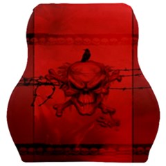 Awesome Creepy Skull With Crowm In Red Colors Car Seat Velour Cushion  by FantasyWorld7