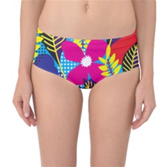 Pattern Leaf Polka Rainbow Mid-waist Bikini Bottoms by HermanTelo