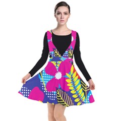 Pattern Leaf Polka Rainbow Plunge Pinafore Dress by HermanTelo