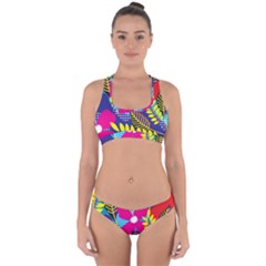 Pattern Leaf Polka Rainbow Cross Back Hipster Bikini Set by HermanTelo