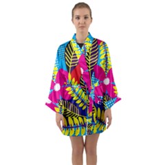 Pattern Leaf Polka Rainbow Long Sleeve Kimono Robe