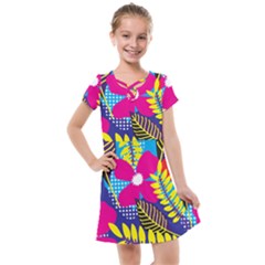 Pattern Leaf Polka Rainbow Kids  Cross Web Dress by HermanTelo