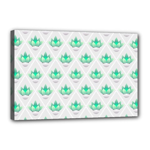 Plant Pattern Green Leaf Flora Canvas 18  X 12  (stretched) by HermanTelo