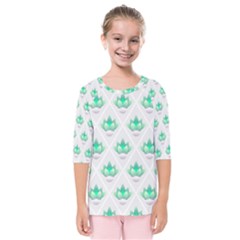 Plant Pattern Green Leaf Flora Kids  Quarter Sleeve Raglan Tee