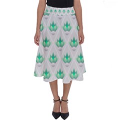 Plant Pattern Green Leaf Flora Perfect Length Midi Skirt