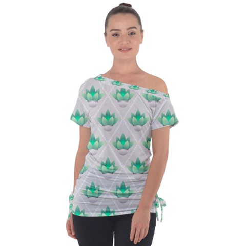 Plant Pattern Green Leaf Flora Tie-up Tee by HermanTelo