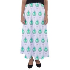 Plant Pattern Green Leaf Flora Flared Maxi Skirt