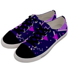 Purple Blue Geometric Pattern Men s Low Top Canvas Sneakers by HermanTelo