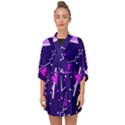 Purple Blue Geometric Pattern Half Sleeve Chiffon Kimono View1