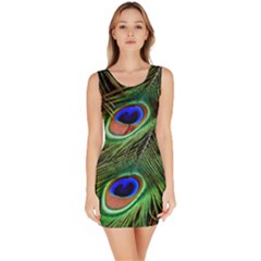 Peacock Feathers Plumage Iridescent Bodycon Dress by HermanTelo